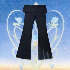 Jaded London Black Foldover Yoga Flare Pants - UK 12 / US 8